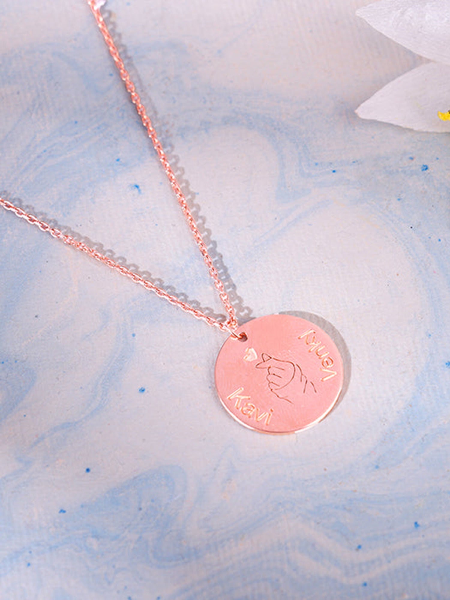 Rose Gold Personalised Coin Pendant