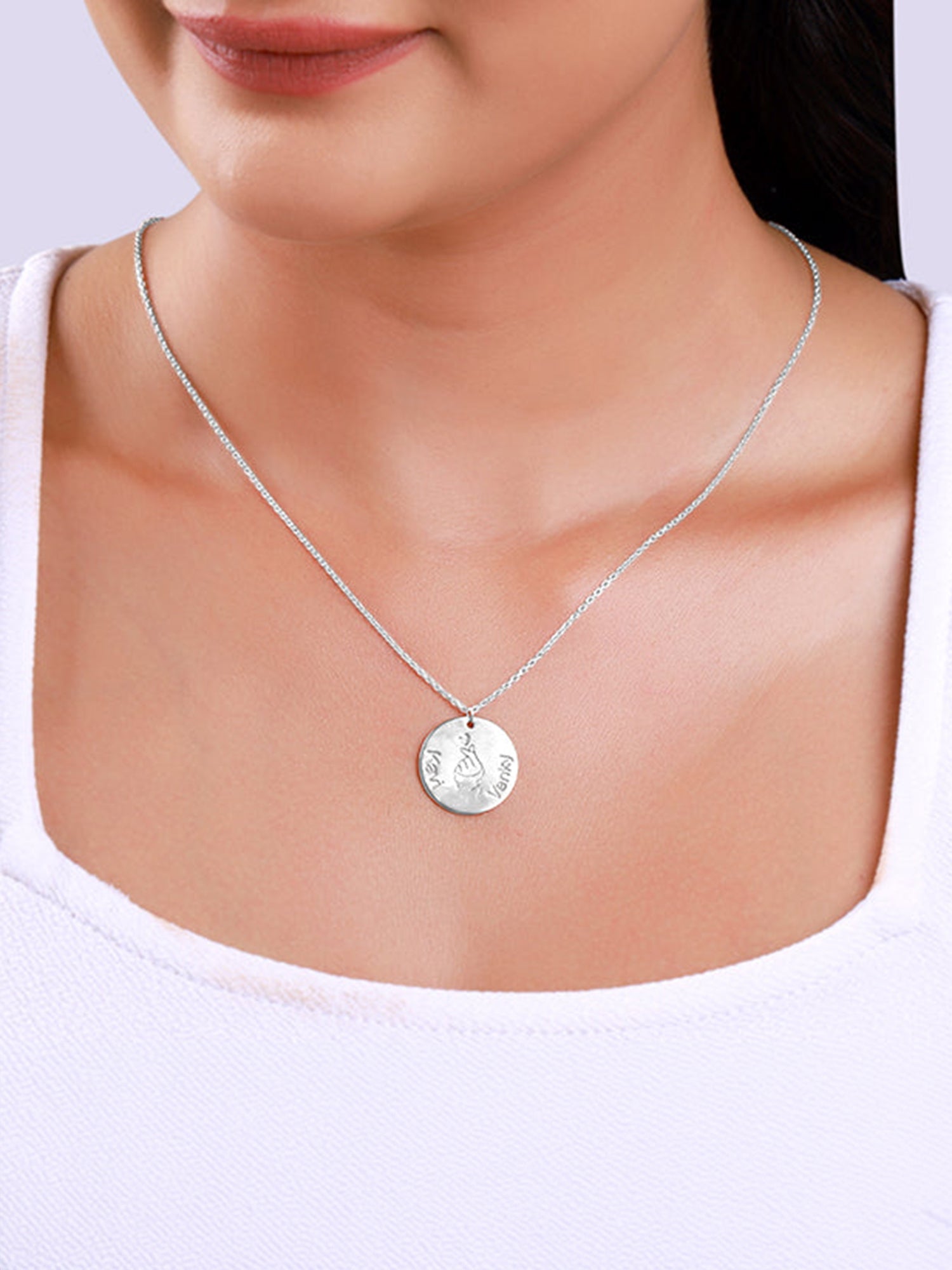 Silver Personalised Coin Pendant
