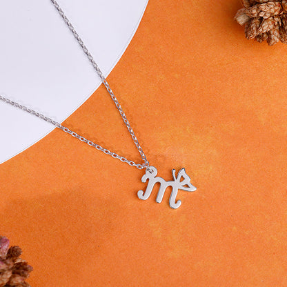 Silver Personalised Initial Wings Pendant