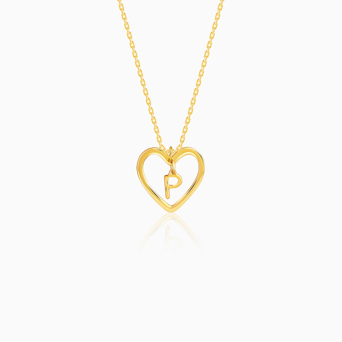 Golden Personalised Heart of Initial Pendant