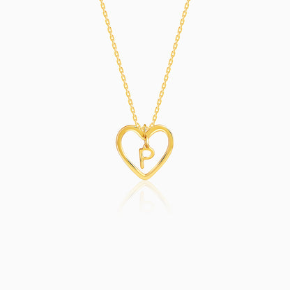 Golden Personalised Heart of Initial Pendant