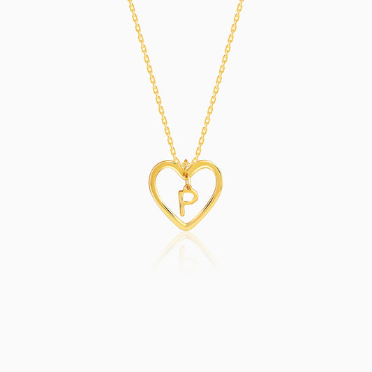 Golden Personalised Heart of Initial Pendant