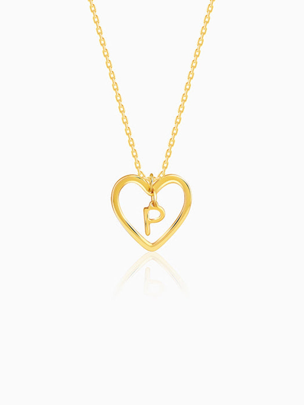 Golden Personalised Heart of Initial Pendant