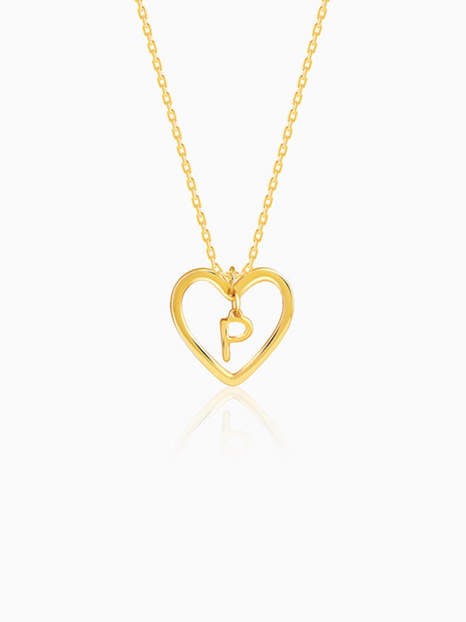Golden Personalised Heart of Initial Pendant