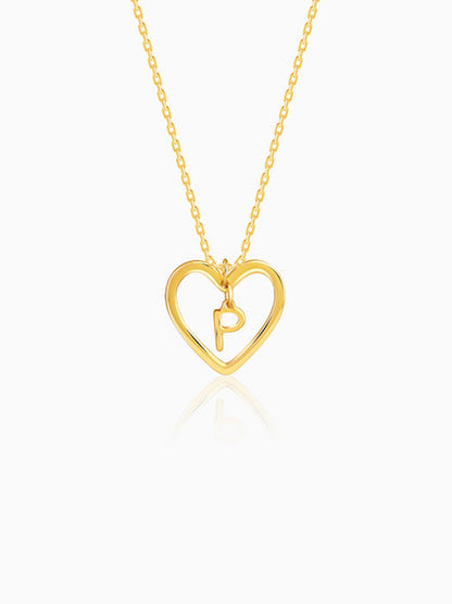 Golden Personalised Heart of Initial Pendant