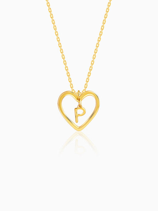 Golden Personalised Heart of Initial Pendant