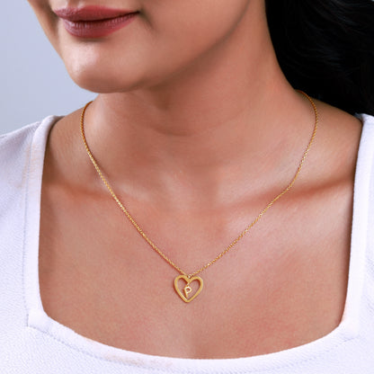 Golden Personalised Heart of Initial Pendant