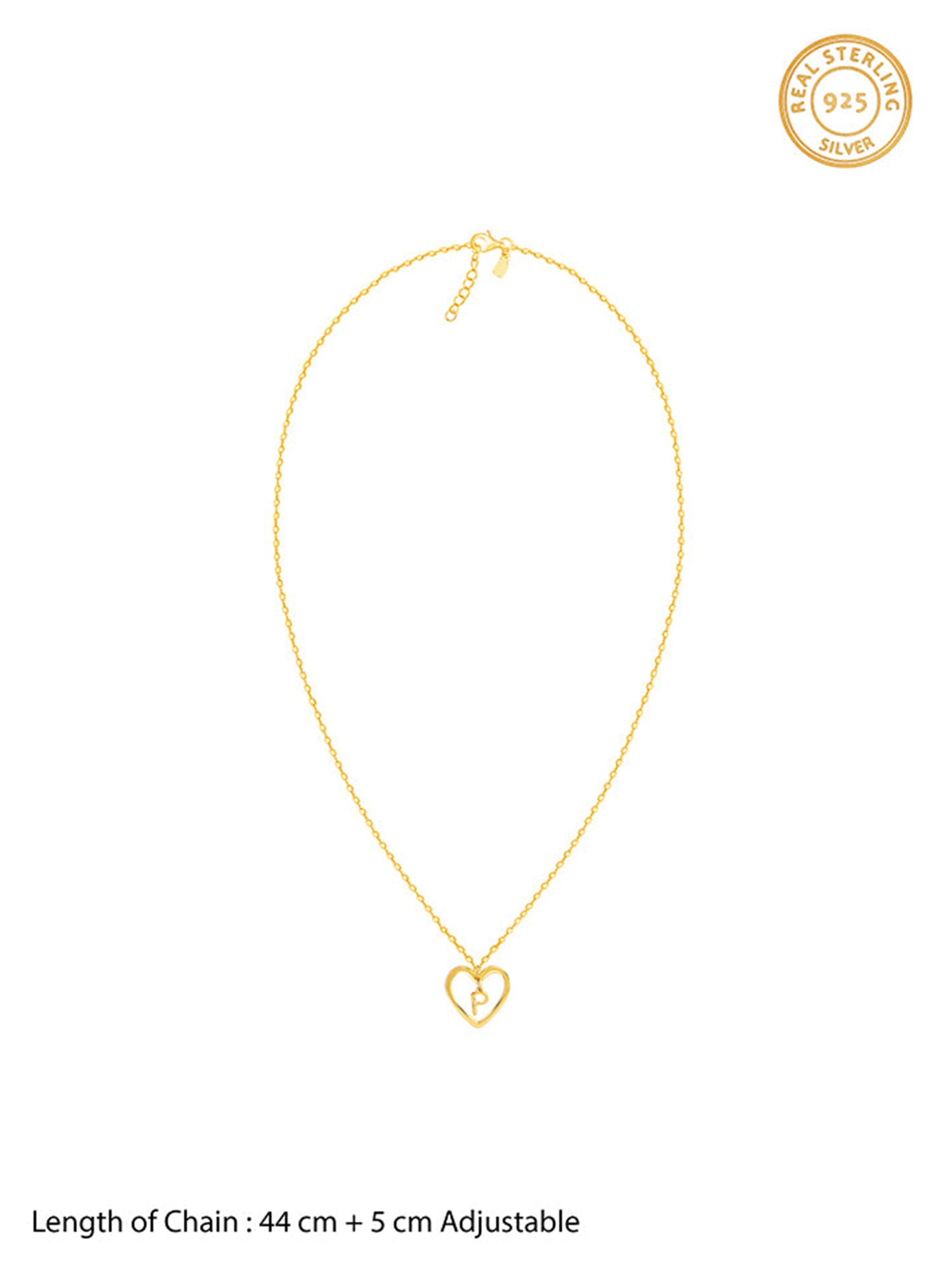 Golden Personalised Heart of Initial Pendant