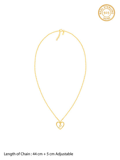 Golden Personalised Heart of Initial Pendant