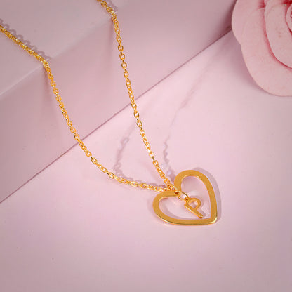 Golden Personalised Heart of Initial Pendant