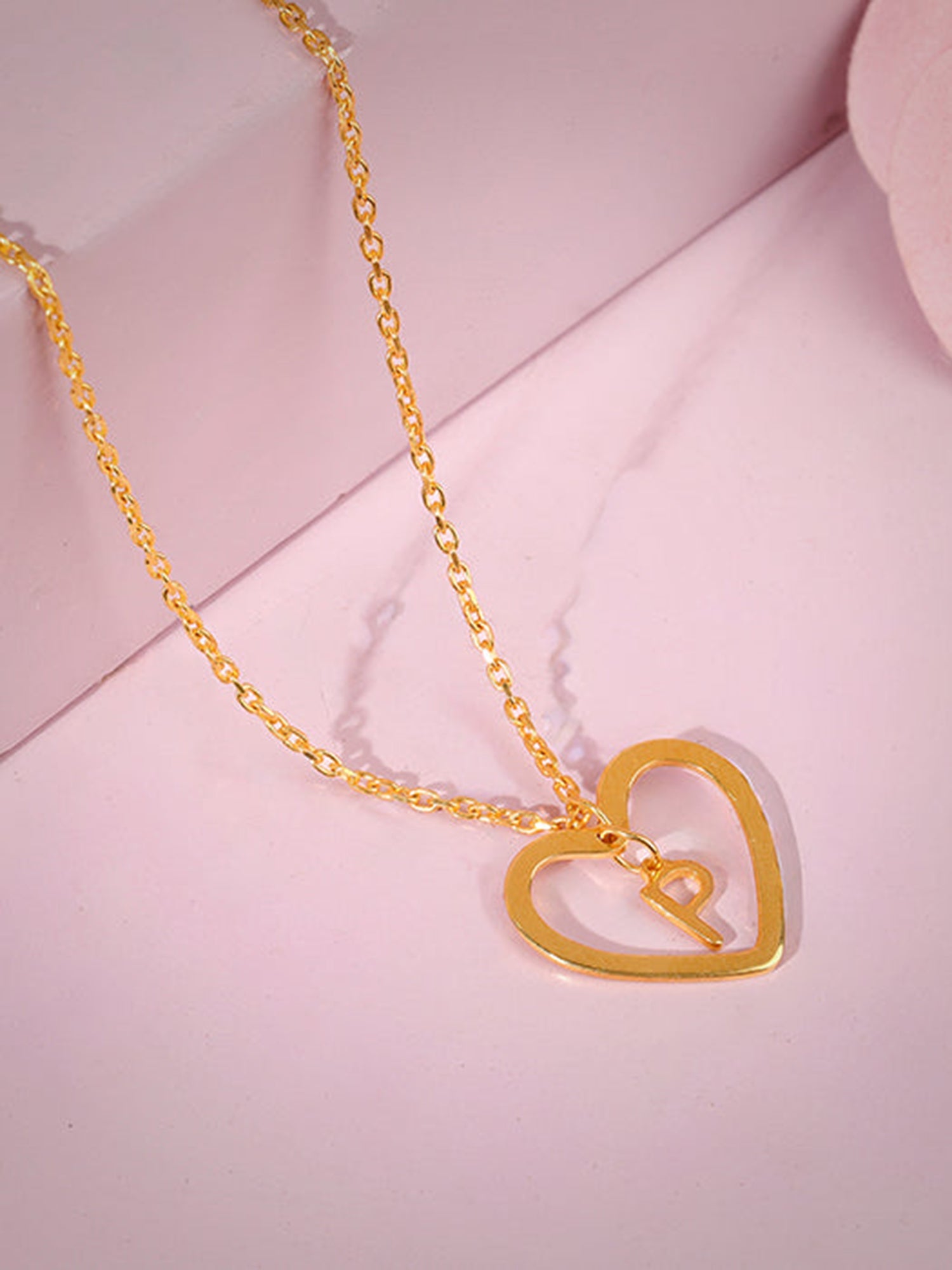 Golden Personalised Heart of Initial Pendant