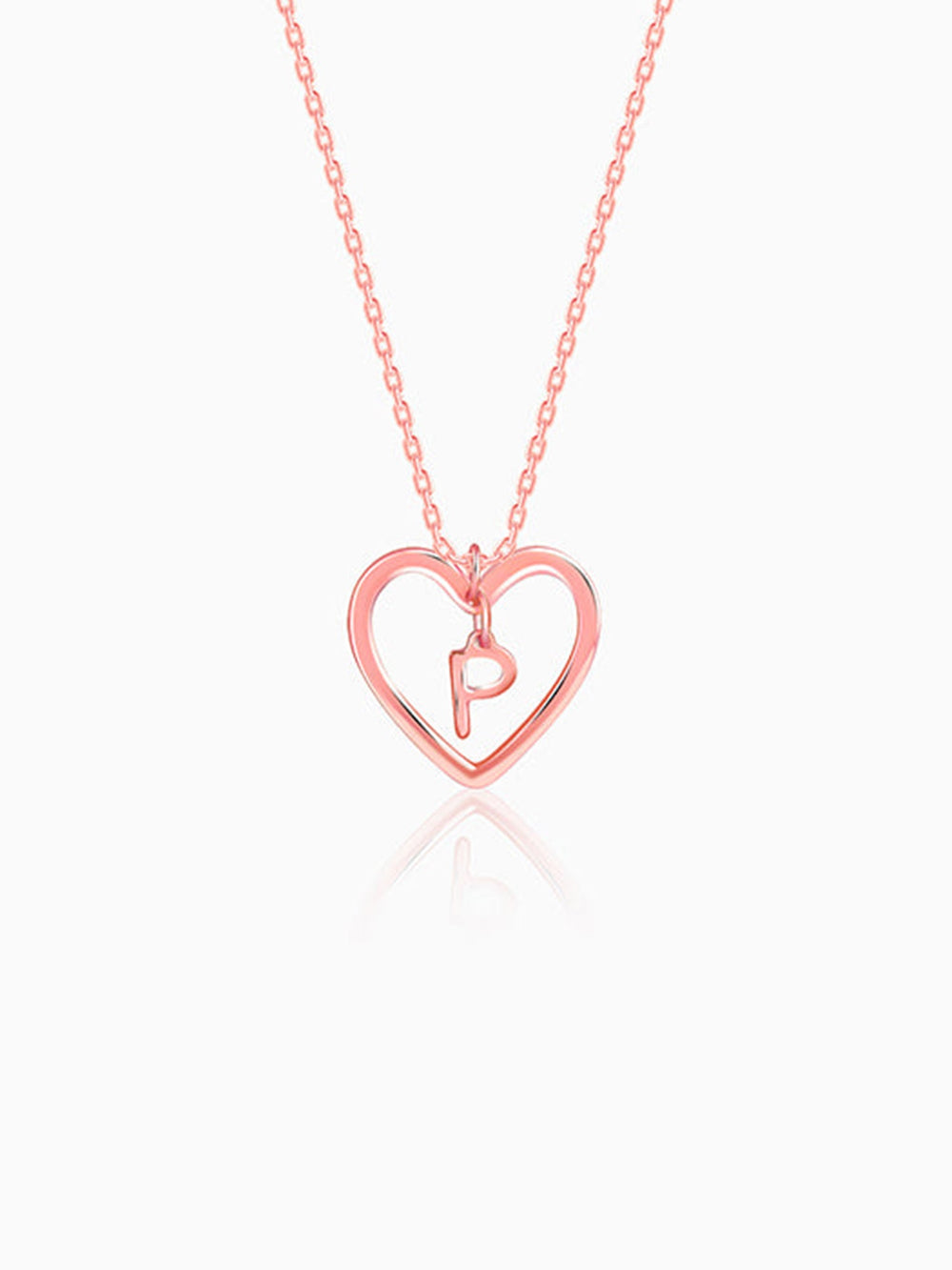 Rose Gold Personalised Heart of Initial Pendant