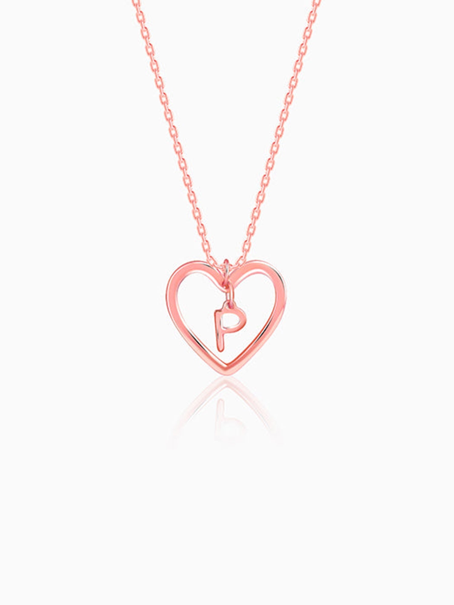 Rose Gold Personalised Heart of Initial Pendant