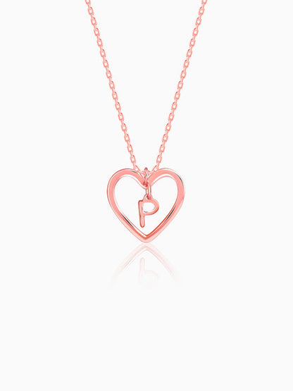 Rose Gold Personalised Heart of Initial Pendant
