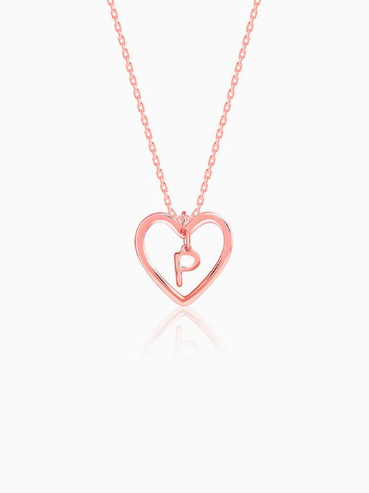 Rose Gold Personalised Heart of Initial Pendant