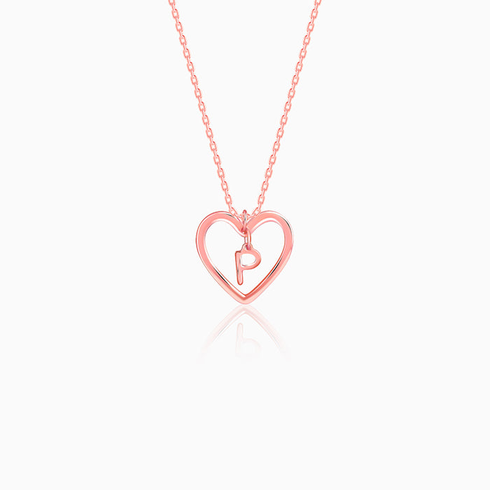 Rose Gold Personalised Heart of Initial Pendant