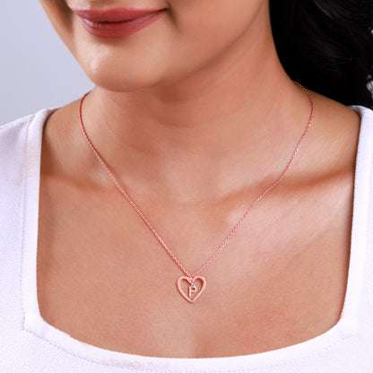 Rose Gold Personalised Heart of Initial Pendant
