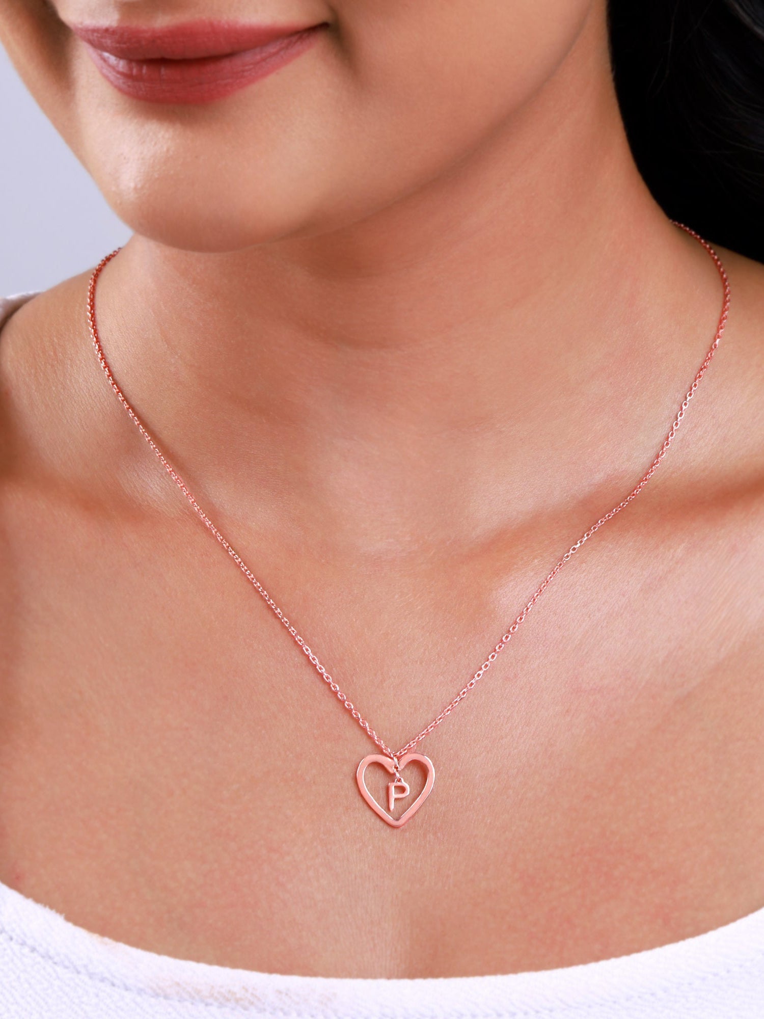Rose Gold Personalised Heart of Initial Pendant