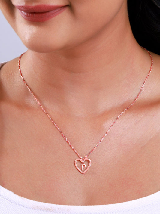 Rose Gold Personalised Heart of Initial Pendant