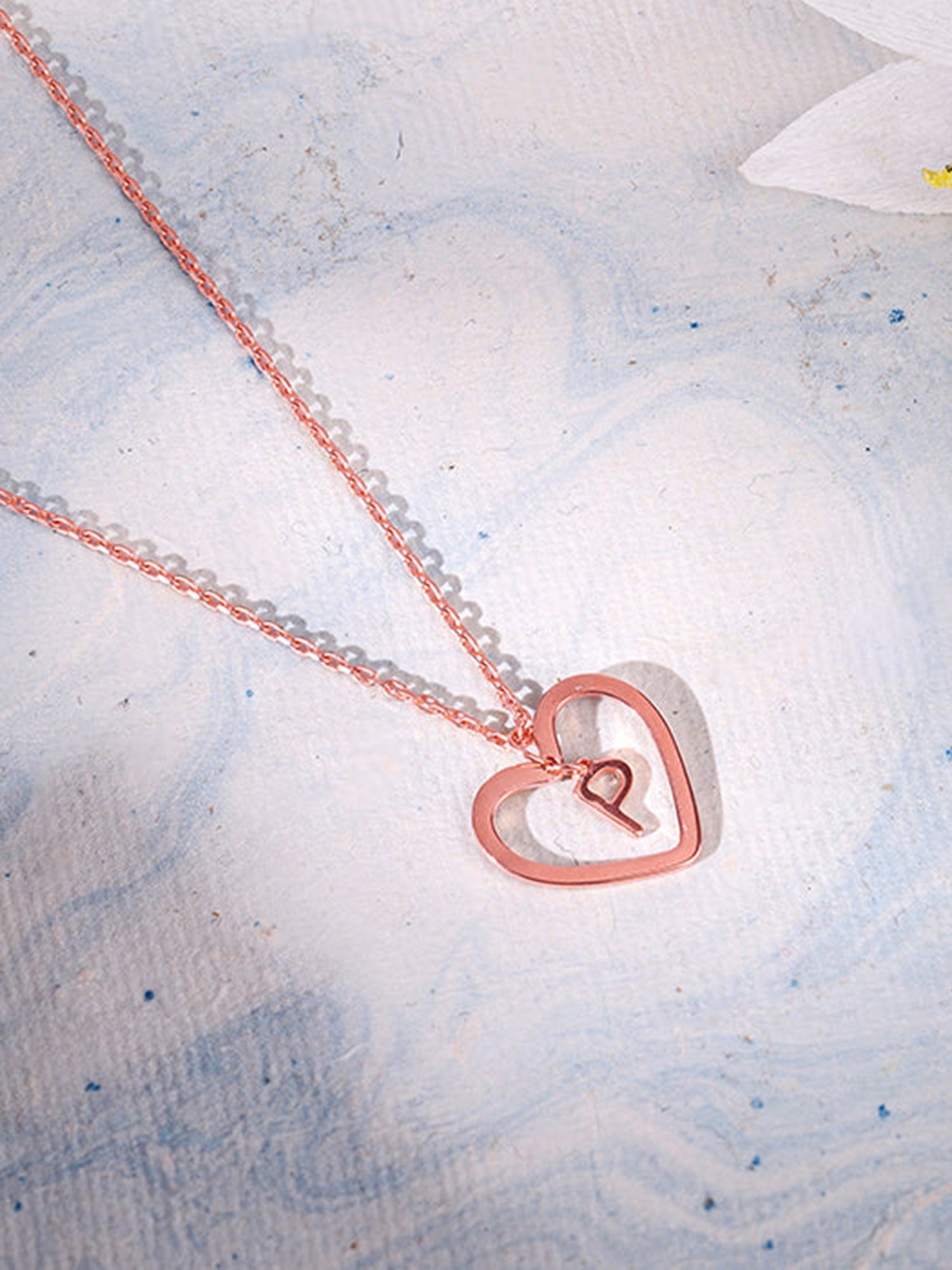 Rose Gold Personalised Heart of Initial Pendant