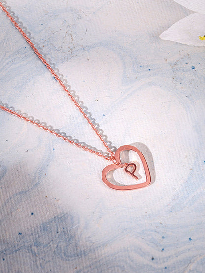 Rose Gold Personalised Heart of Initial Pendant