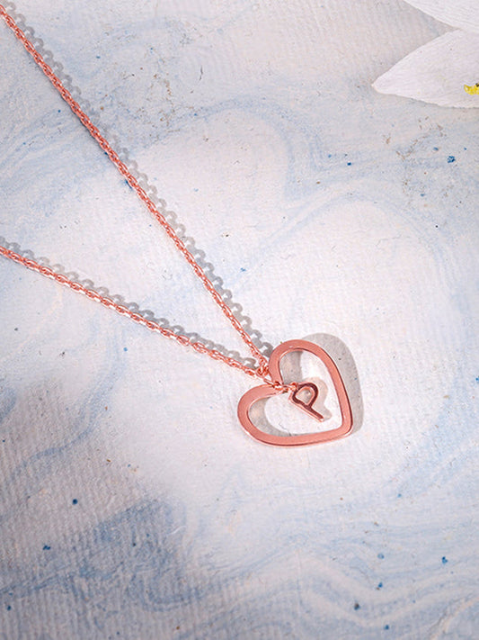 Rose Gold Personalised Heart of Initial Pendant