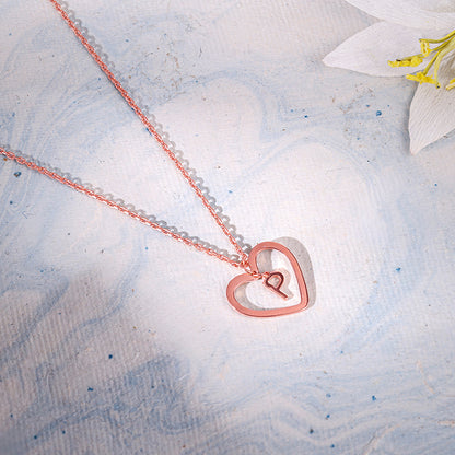 Rose Gold Personalised Heart of Initial Pendant