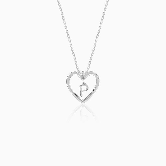 Silver Personalised Heart of Initial Pendant