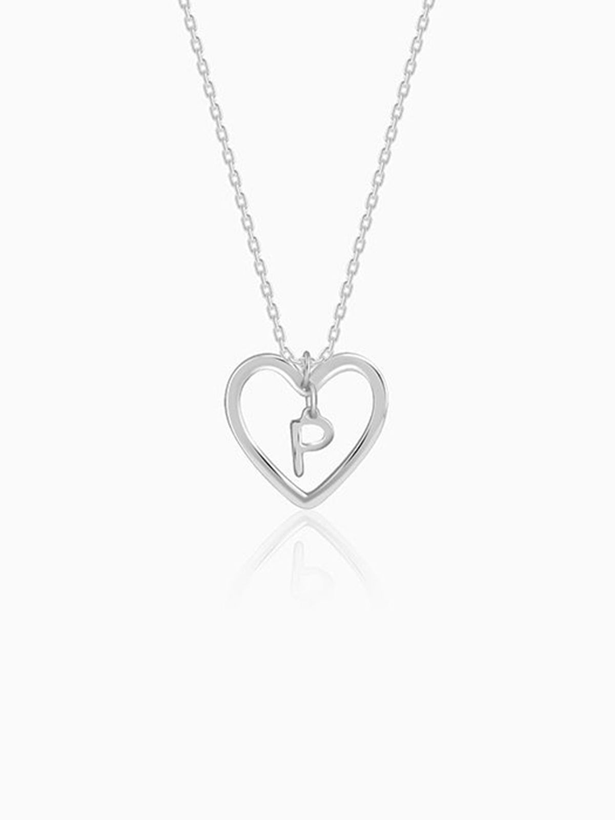 Silver Personalised Heart of Initial Pendant