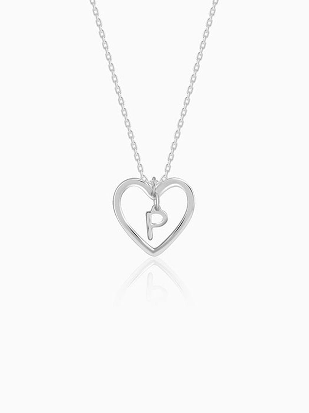Silver Personalised Heart of Initial Pendant