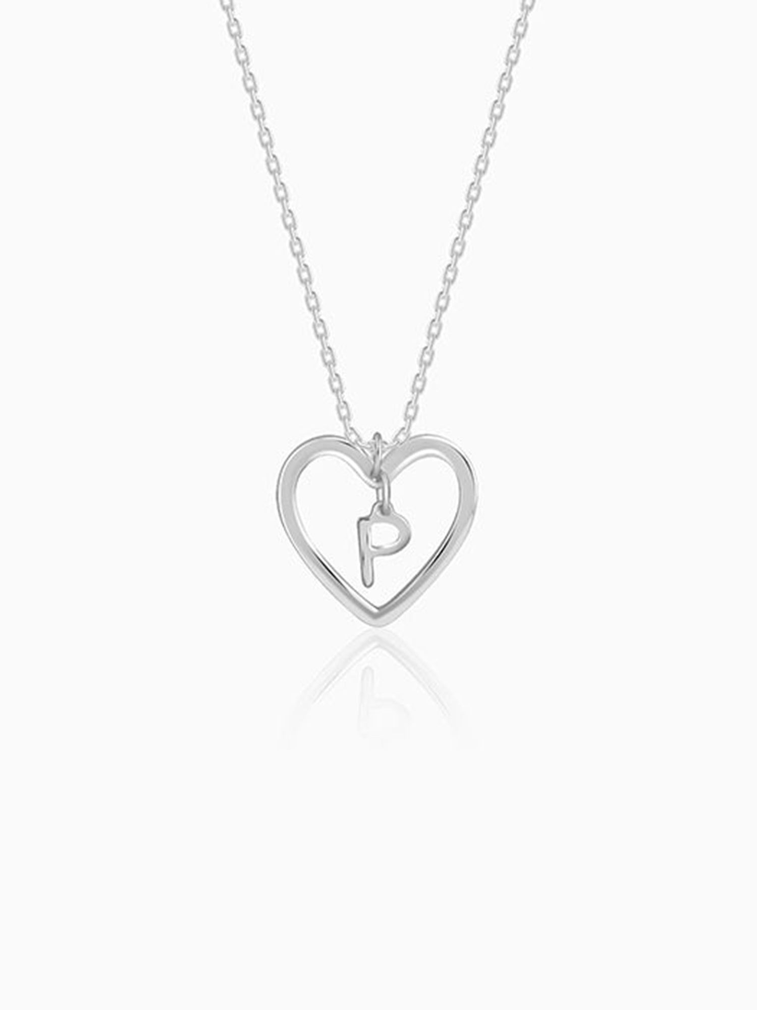 Silver Personalised Heart of Initial Pendant