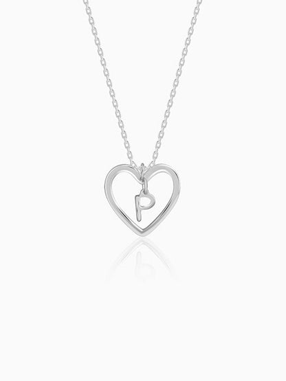 Silver Personalised Heart of Initial Pendant