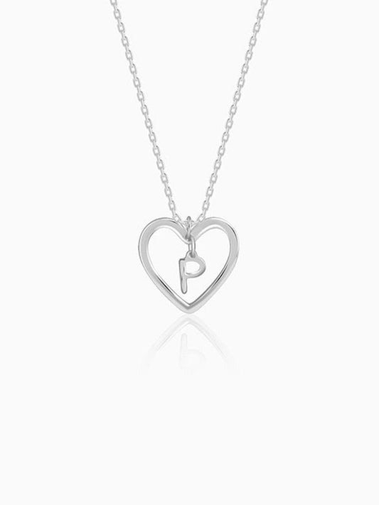 Silver Personalised Heart of Initial Pendant