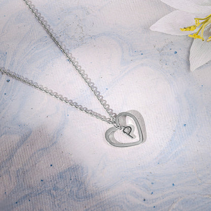 Silver Personalised Heart of Initial Pendant