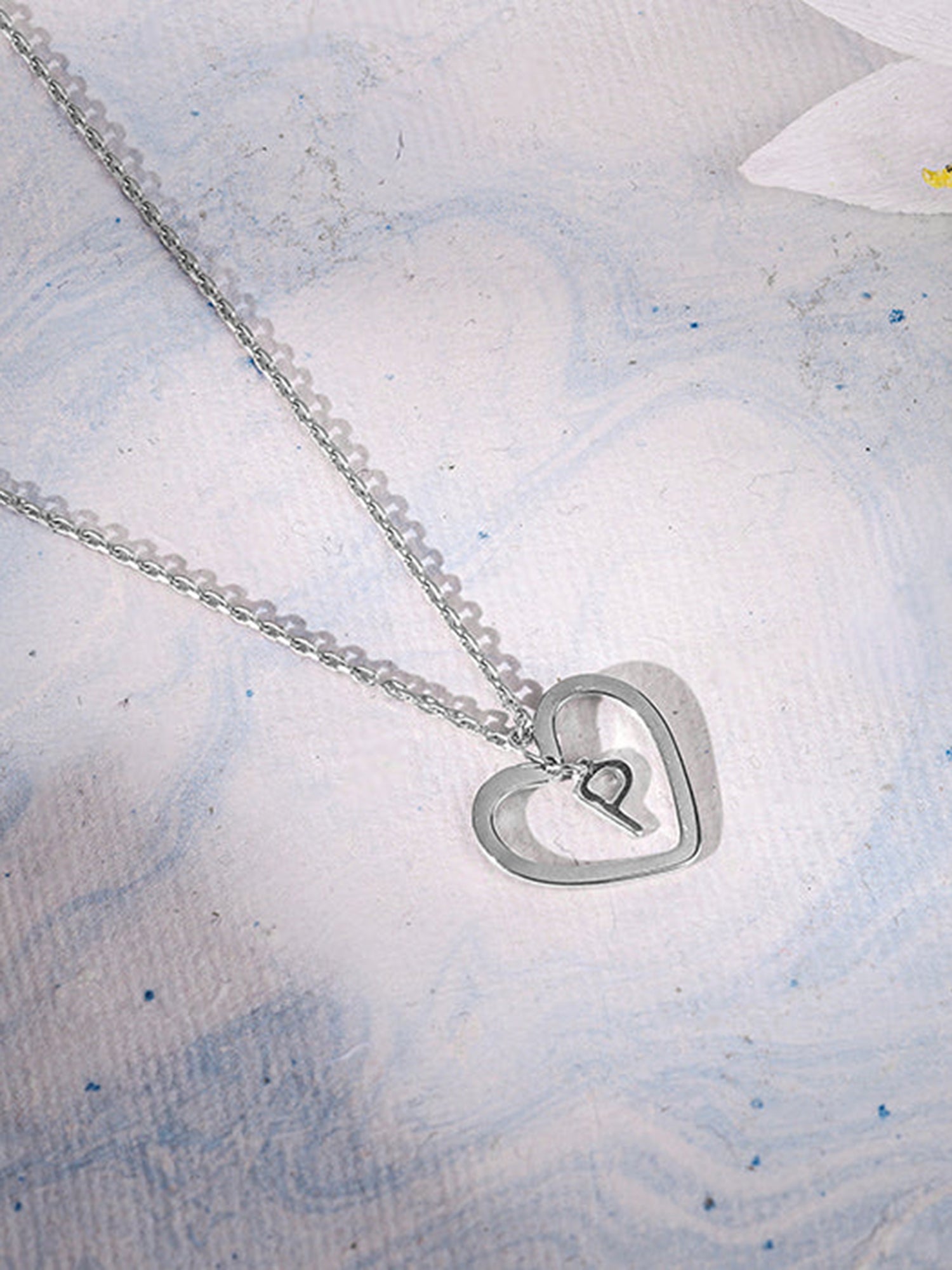 Silver Personalised Heart of Initial Pendant