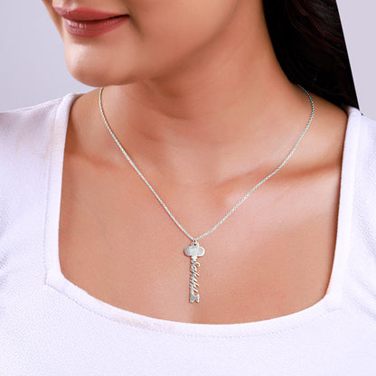 Silver Personalised Key Pendant
