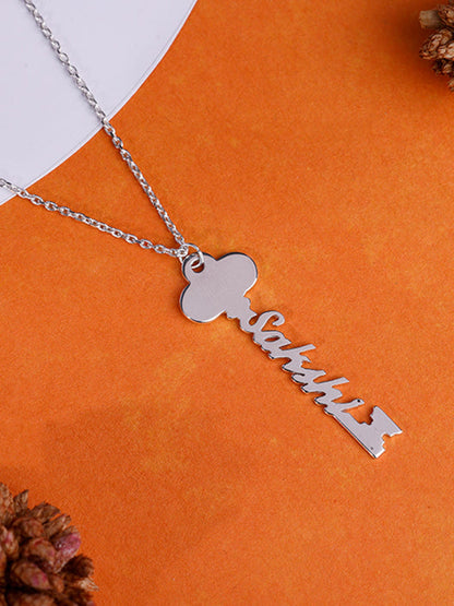 Silver Personalised Key Pendant
