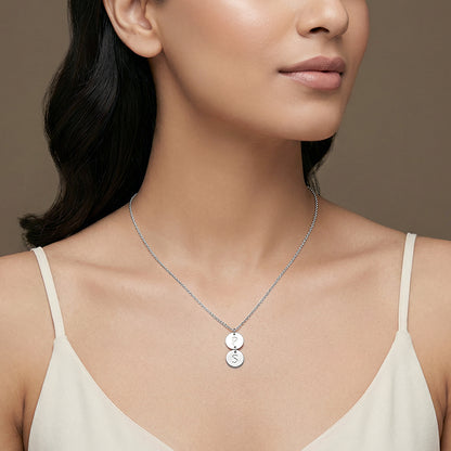 Silver  Personalised The Pair Initial Necklace