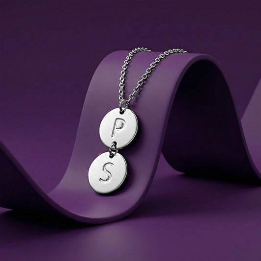 Silver  Personalised The Pair Initial Necklace