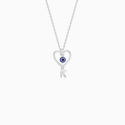 Silver Personalised Evil Eye Heart Initial Pendant