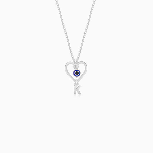 Silver Personalised Evil Eye Heart Initial Pendant