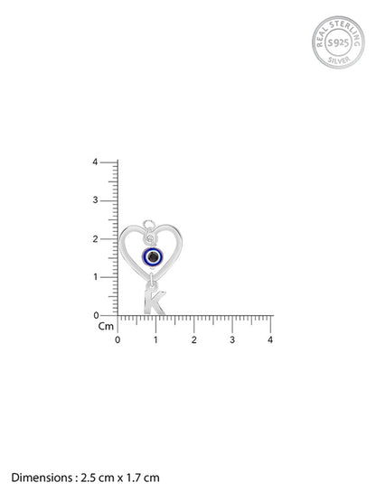 Silver Personalised Evil Eye Heart Initial Pendant