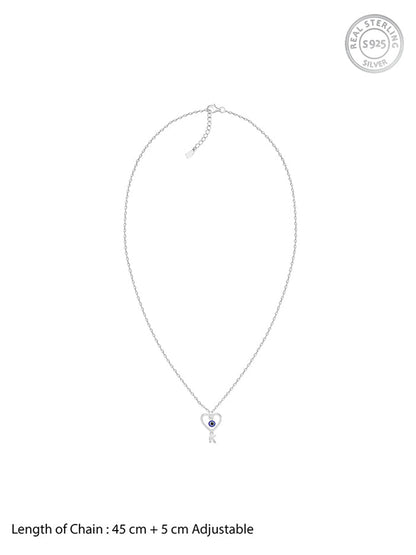 Silver Personalised Evil Eye Heart Initial Pendant