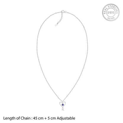 Silver Personalised Evil Eye Heart Initial Pendant