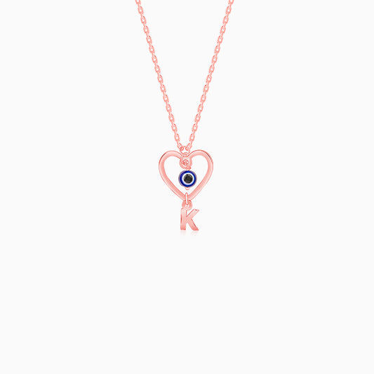 Rose Gold Personalised Evil Eye Heart Initial Pendant