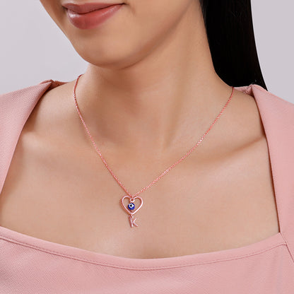 Rose Gold Personalised Evil Eye Heart Initial Pendant