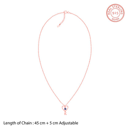 Rose Gold Personalised Evil Eye Heart Initial Pendant