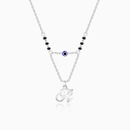 Silver Personalised Evil Eye Mangalsutra Layered Necklace