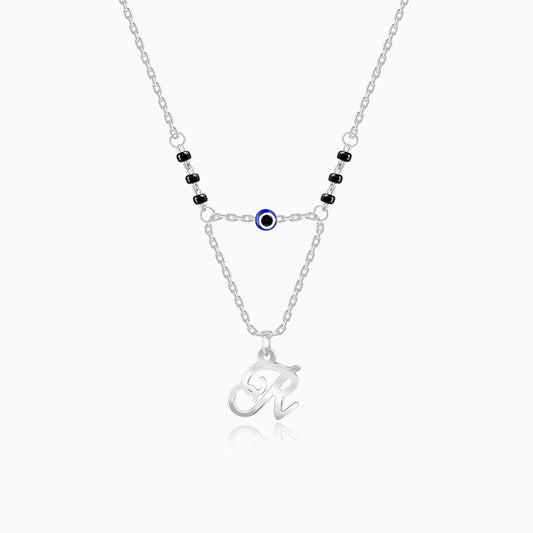 Silver Personalised Evil Eye Mangalsutra Layered Necklace