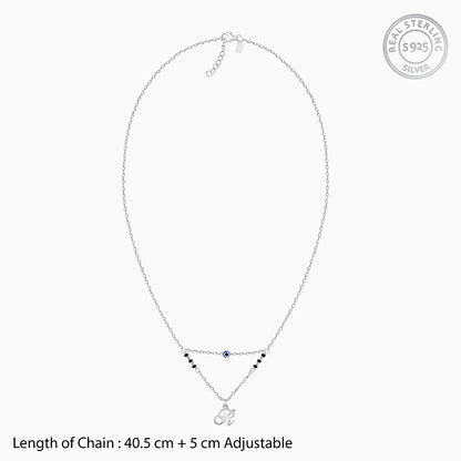 Silver Personalised Evil Eye Mangalsutra Layered Necklace